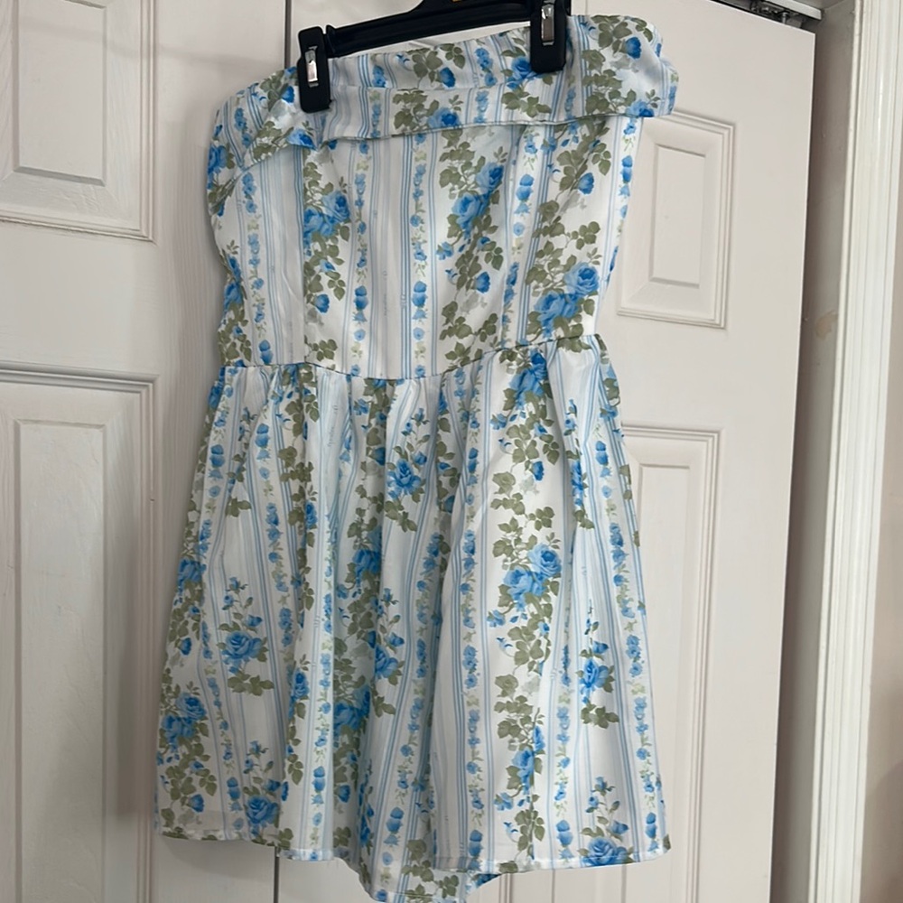 Floral Blue and Green Romper